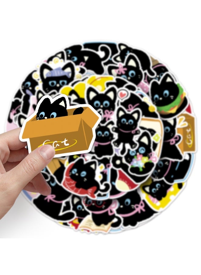 NIBEMINENT 50 Pcs Cartoon Black Cat Deco Kit Waterproof Stickers, High Definition Printing Bright Colors, Suitable for Laptop Skateboard Luggage Water Bottle Guitar DIY - Image 3