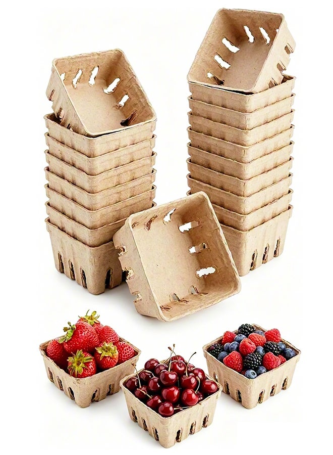 10PCS Natural Pulp Vented Small Berry Picking Baskets For Fruit Vegetable Market - Image 1