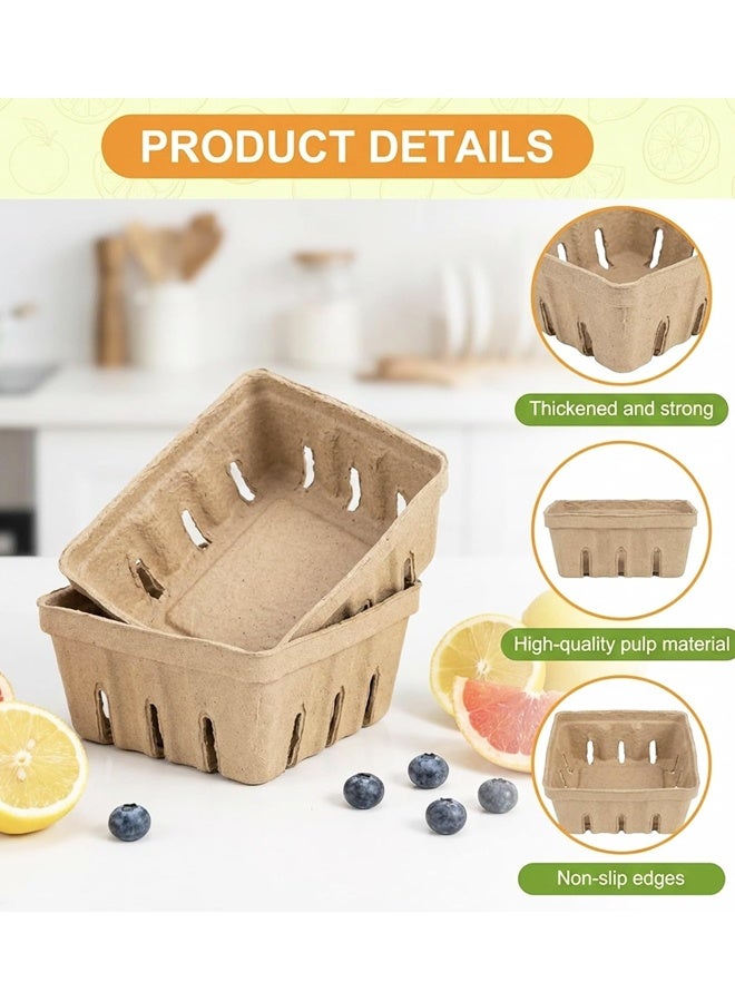 10PCS Natural Pulp Vented Small Berry Picking Baskets For Fruit Vegetable Market - Image 3