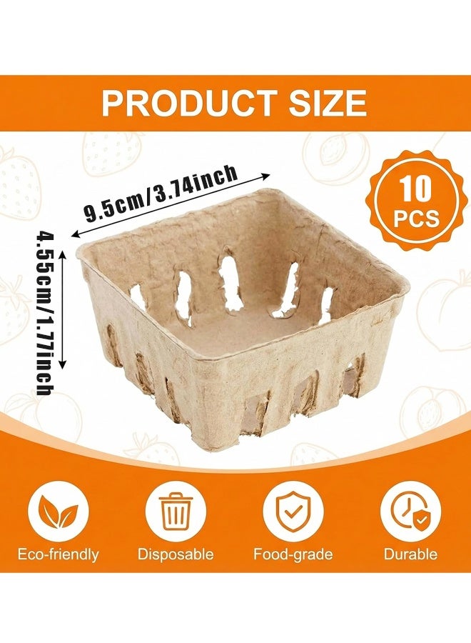 10PCS Natural Pulp Vented Small Berry Picking Baskets For Fruit Vegetable Market - Image 2