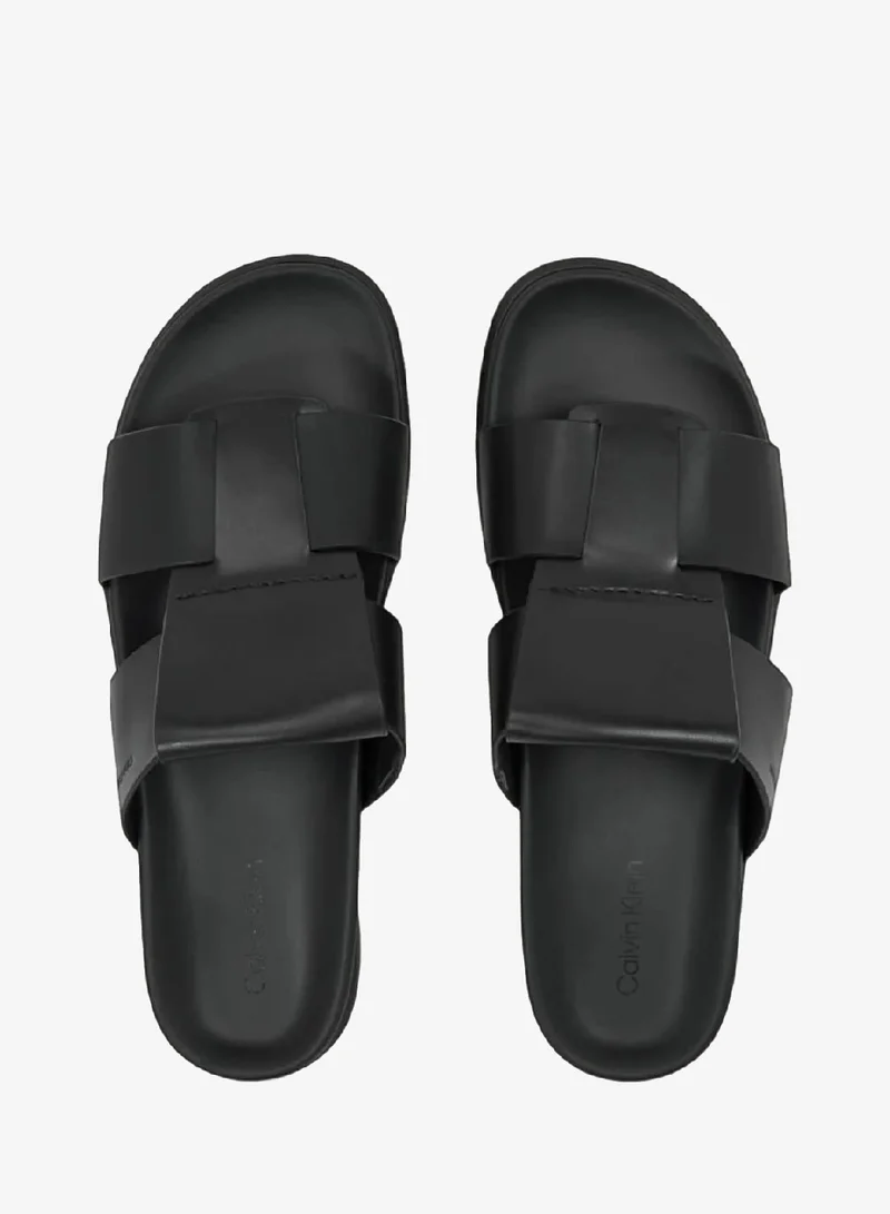Calvin Klein Ck Black Leather Sandals for Men | Best Price UAE