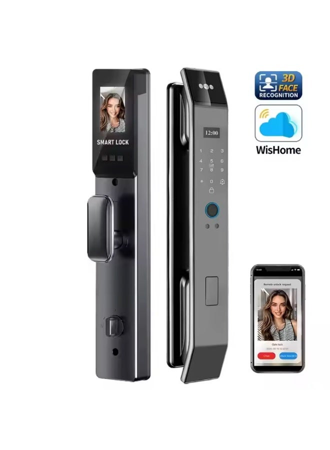 3D Face Recognition Smart Door Lock with Fingerprint, Password, Camera, WiFi App Control, and Automatic Aluminum Alloy Lock System - Image 1