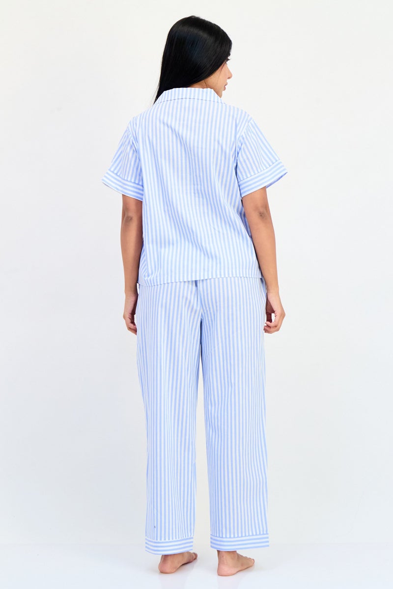 Flora Women 2 Pieces Stripe Pajama Set, Multicolor - Image 4