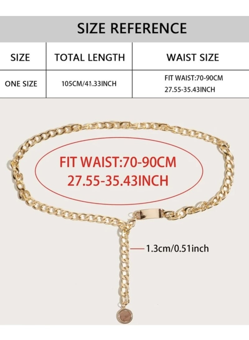 YUCCA Women's Elegant Wave Circle Pendant Necklace Belt One Piece Classic Waist Belt for Casual Daily Use - Image 2