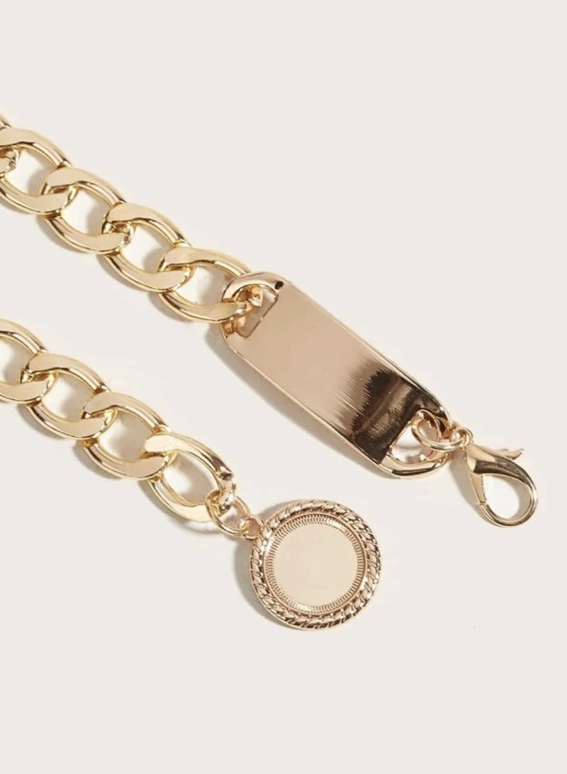 YUCCA Women's Elegant Wave Circle Pendant Necklace Belt One Piece Classic Waist Belt for Casual Daily Use - Image 3