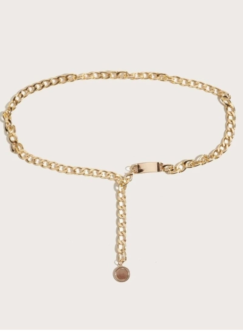 YUCCA Women's Elegant Wave Circle Pendant Necklace Belt One Piece Classic Waist Belt for Casual Daily Use - Image 5