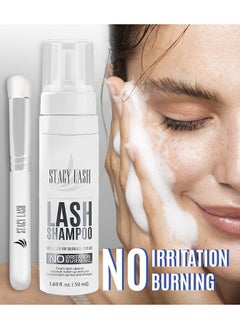 Stacy Lash STACY LASH Eyelash Extension Shampoo + Brush /1.69 fl.oz/ 50ml / Eyelid & Eyebrow Foaming Cleanser/Wash for Extensions & Natural Lashes/Safe Makeup Remover/Supplies for Professional & Home Use  - Image 2