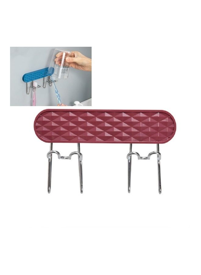 NIBEMINENT 5-Piece Toothbrush Cup Holder Set Red/Silver