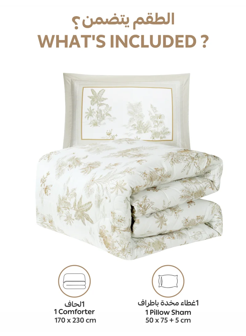 Donetella Bedding Comforter Set, twin Size 170x230 cm - 2-Pcs Digital Print Quilted Bed Set, Microfiber Fabric - 1 Comforter, 1 Pillow Shams.