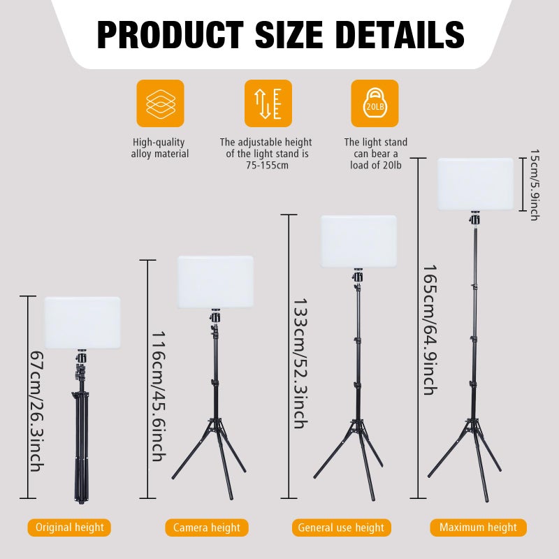 LOMTAP Light for Video Recording, Photography Lighting Kit Studio Lights with 6.5ft Stand, Phone Holder and Bag for TikTok, YouTube, Live Streaming, Podcast, Vlogging (LOMTAP) - Image 4