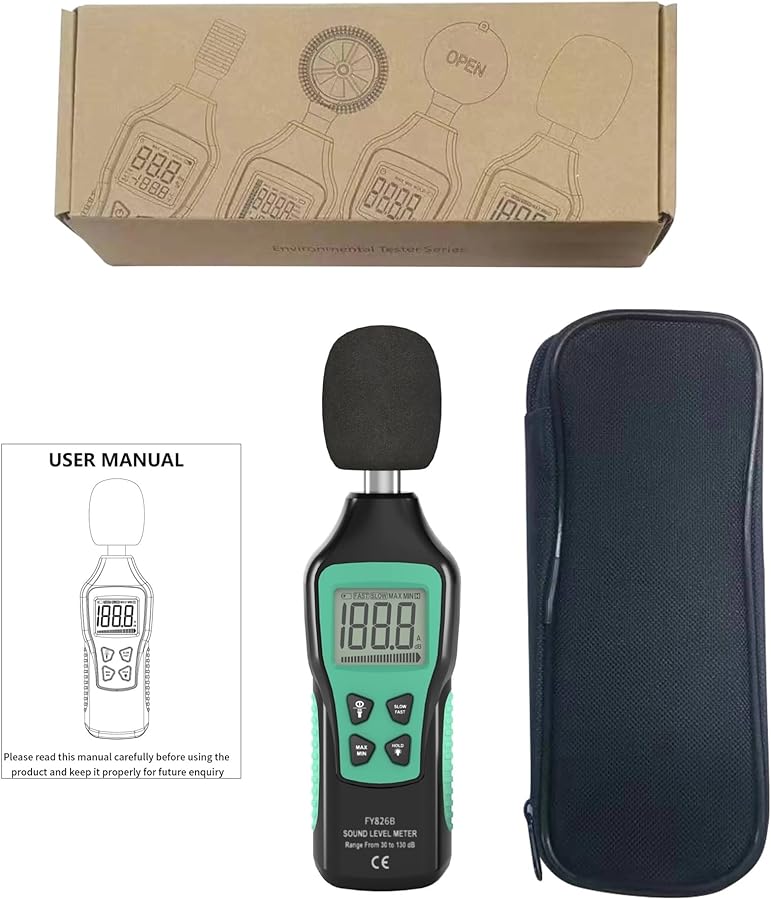 مقياس مستوى الصوت الرقمي، جهاز اختبار الضوضاء بالديسيبل، محمول 30-130 ديسيبل FY826B - Image 3