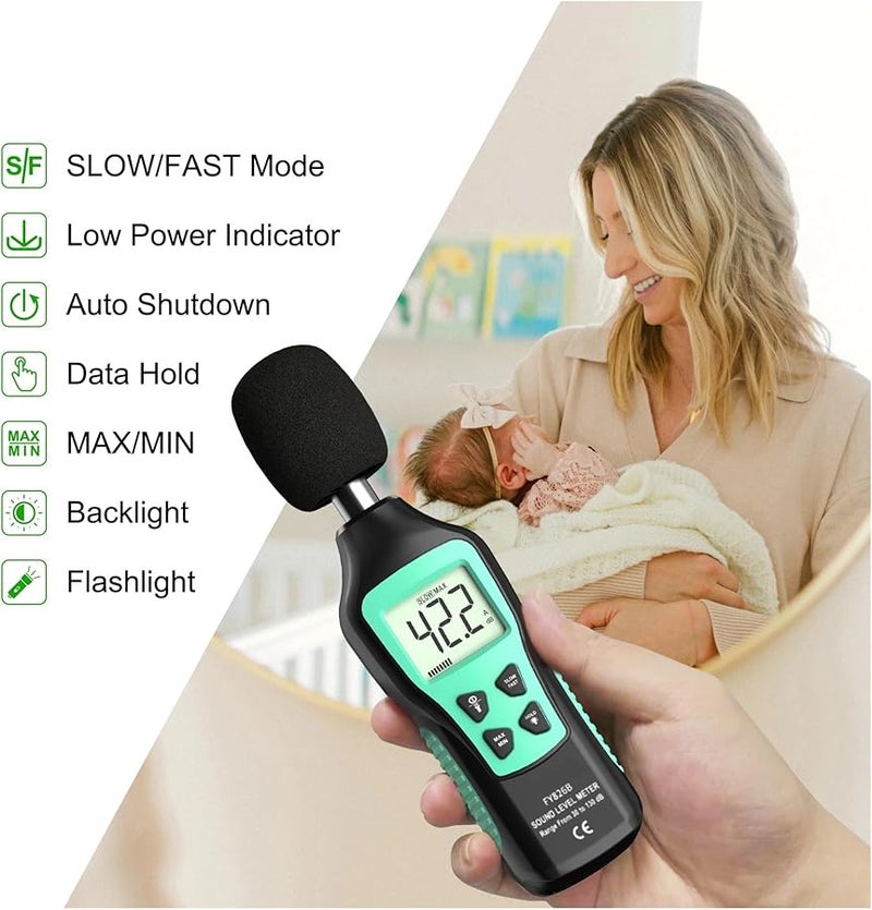 مقياس مستوى الصوت الرقمي، جهاز اختبار الضوضاء بالديسيبل، محمول 30-130 ديسيبل FY826B - Image 4