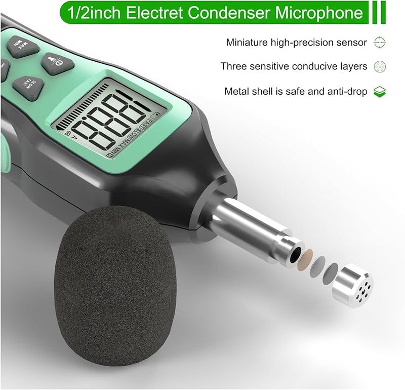 مقياس مستوى الصوت الرقمي، جهاز اختبار الضوضاء بالديسيبل، محمول 30-130 ديسيبل FY826B - Image 5