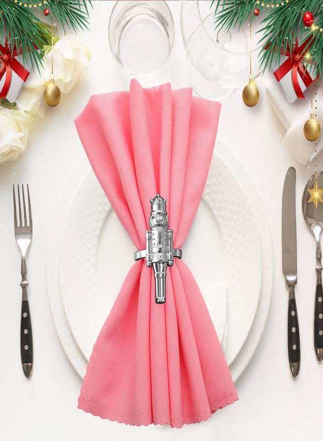 Suttmin Christmas Nutcracker Napkin Rings Set of 12, Silver Soldier Napkin Rings Holiday Metal Napkin Holders for Xmas Table Setting Valentine's Day Dinnerware Wedding Party Vintage Decoration - Image 5