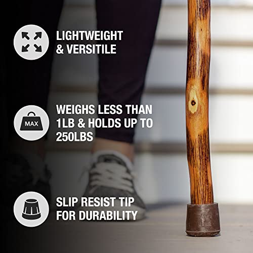Brazos Rustic Wood Walking Stick, Hickory, Traditional Style Handle, for Men & Women, Made in The USA, 58" - Image 5