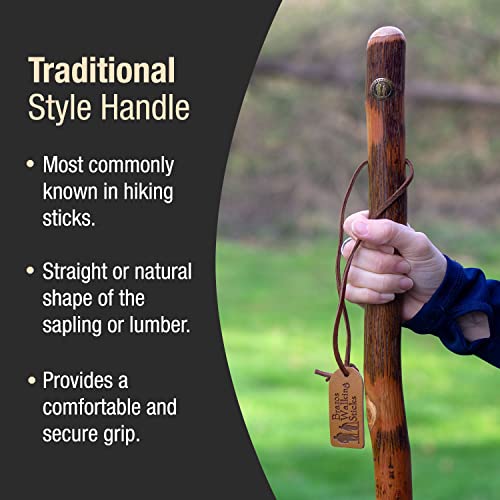 Brazos Rustic Wood Walking Stick, Hickory, Traditional Style Handle, for Men & Women, Made in The USA, 58" - Image 4