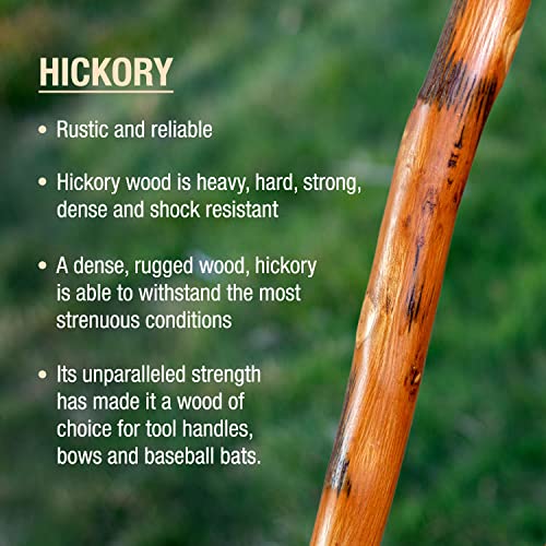 Brazos Rustic Wood Walking Stick, Hickory, Traditional Style Handle, for Men & Women, Made in The USA, 58" - Image 3