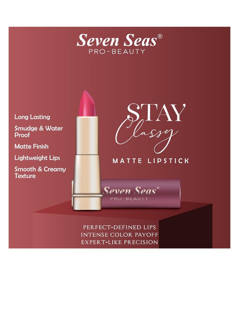 Seven Seas Seven Seas Stay Classy Matte Lipstick Full Coverage Long Lasting Lipstick Smooth Application Transferproof and Smudge Proof  Highly Pigemented Lipstick for Women Carnelian Red  - Image 4