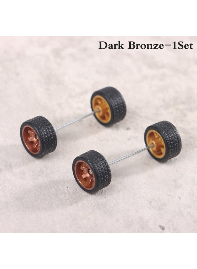 Hot Sale 1:64 Basic Alloy Car Model Modified Wheel Hub Remote Control Car Modified Rubber Tire-Color:Bronze Six Frames  - Image 1