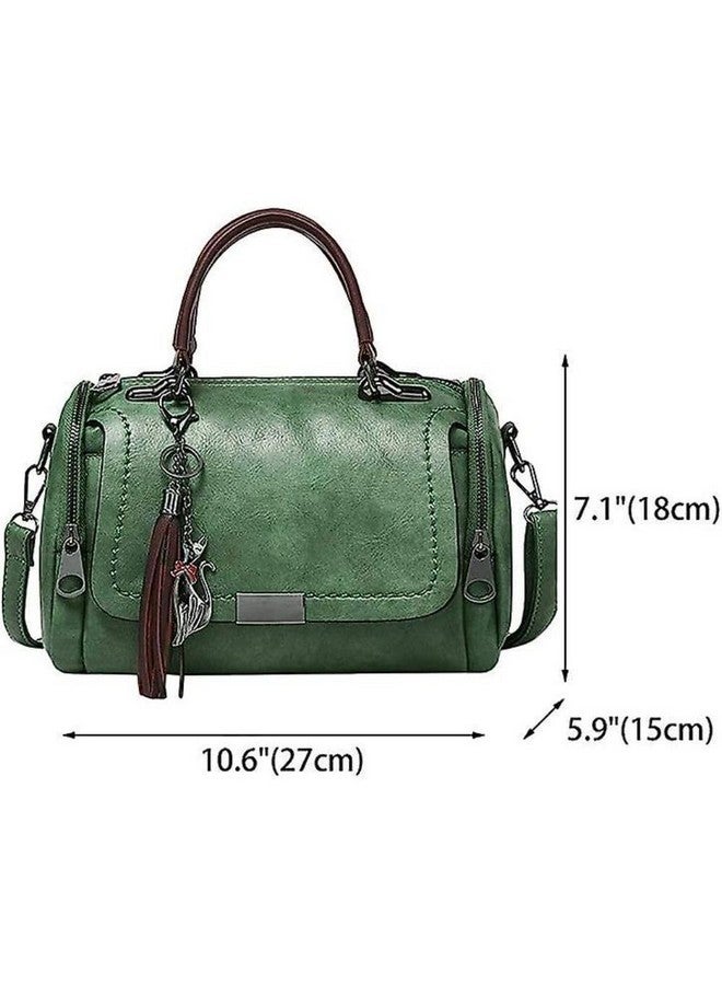 BABIES BLOOM Green Sling Crossbody Top Handle Hand Held Satchel Box Boston Bolso Bag for Women, Shoulder Tassel Handbag,Gift for Women, Retro PU Leather Woman Bag for Ladies - Image 3