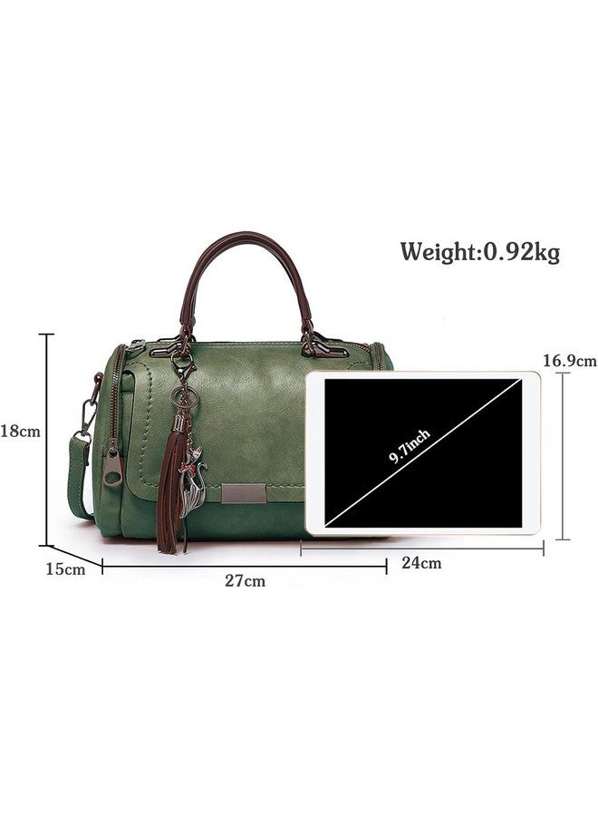 BABIES BLOOM Green Sling Crossbody Top Handle Hand Held Satchel Box Boston Bolso Bag for Women, Shoulder Tassel Handbag,Gift for Women, Retro PU Leather Woman Bag for Ladies - Image 4