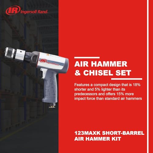 INGERSOLL-RAND Ingersoll Rand 123MAXK Vibration Reduced Air Hammer 5-Piece Chisel Set, 3,530 BPM, 2-5/8" Stroke, Round Shank - Image 2