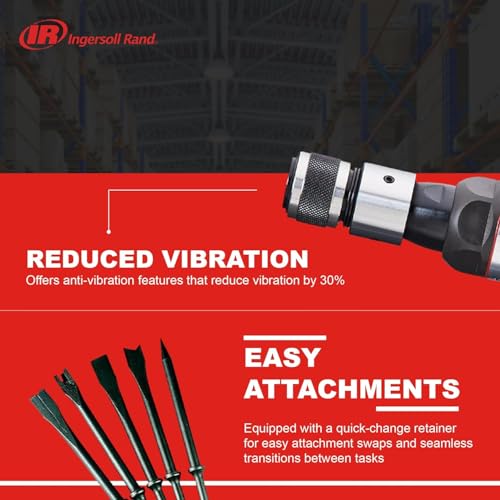 INGERSOLL-RAND Ingersoll Rand 123MAXK Vibration Reduced Air Hammer 5-Piece Chisel Set, 3,530 BPM, 2-5/8" Stroke, Round Shank - Image 3