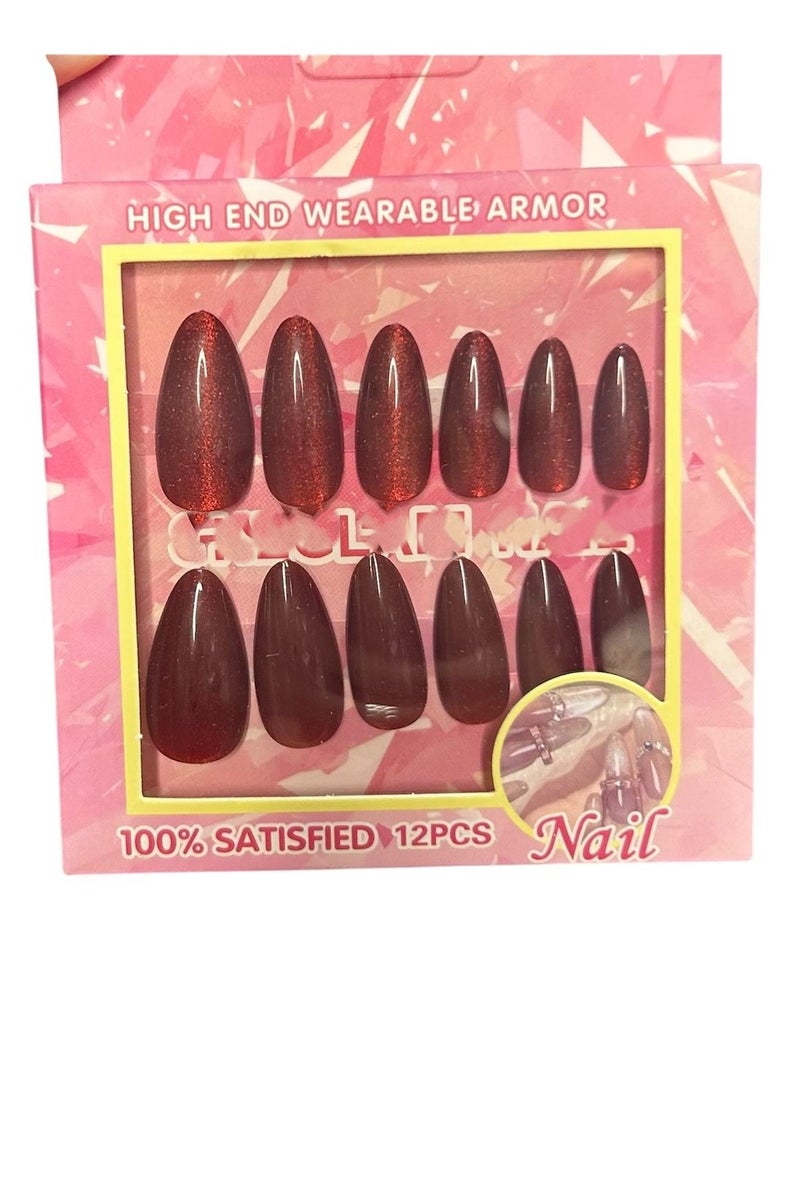 Generic Pack of 12 artificial nails - distinctive design, double-sided adhesive 