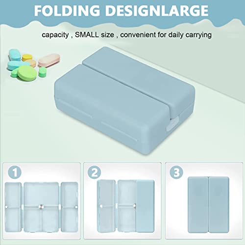 HANNEA® Daily Pill Organizer,7 Compartments Portable Pill Case,Travel Organizer Folding Design Travel Box to Hold Vitamins Medicine Fish Oils Blue - Image 4
