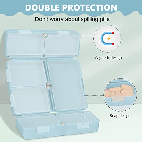 HANNEA® Daily Pill Organizer,7 Compartments Portable Pill Case,Travel Organizer Folding Design Travel Box to Hold Vitamins Medicine Fish Oils Blue - Image 3