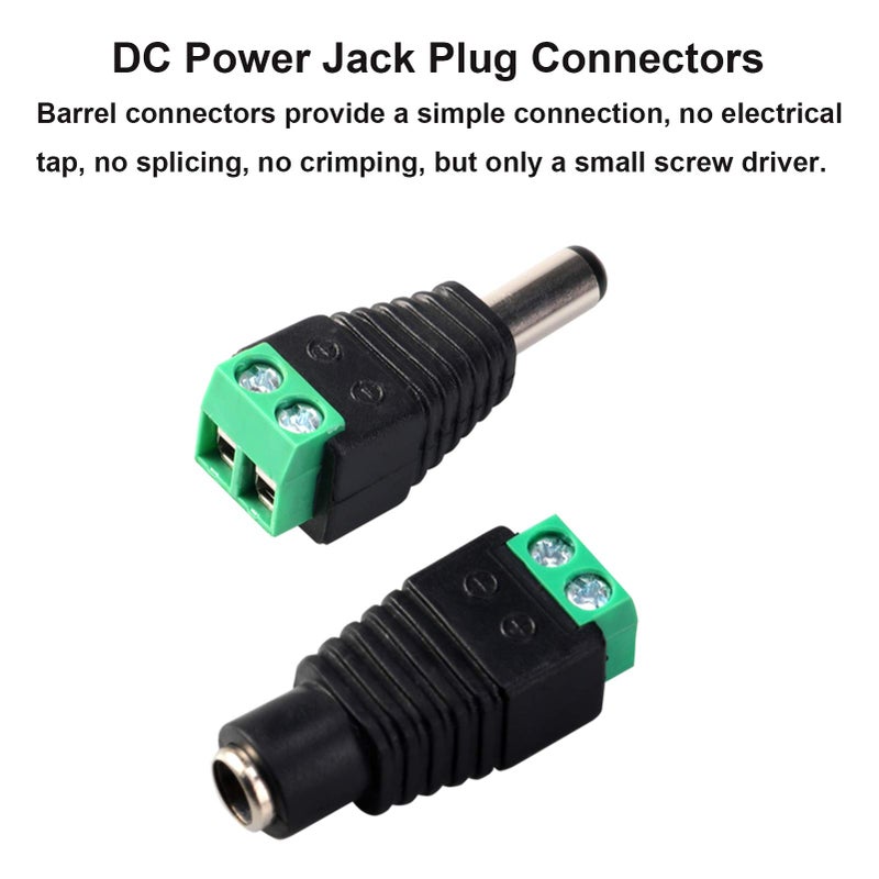 MILAPEAK (Real 18AWG 43x2pcs Strands) 10 Pairs DC Power Pigtail Cable 12V 5A Male & Female + 10 Pairs DC Power Jack Plug Adapter barrel Connector for CCTV Home Security Surveillance by MILAPEAK (2.1mm x 5.5mm) - Image 4