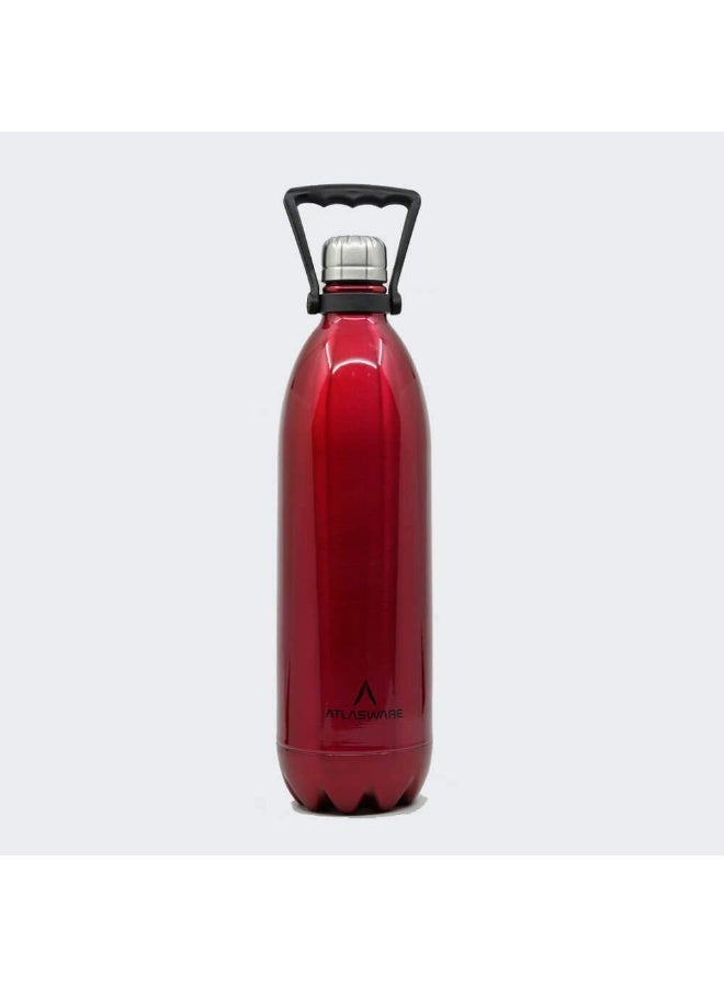 Atlasware Stainless Steel Vacuum Bottle, 2000 Ml - Red - Image 1