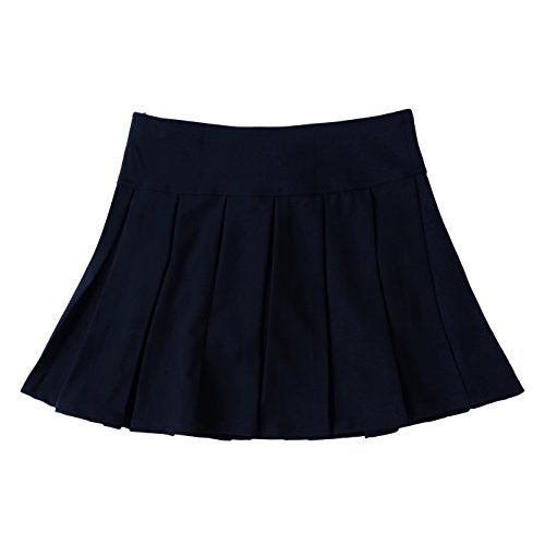 Bienzoe Girls School Uniform Skirt: Kids Adjustable Waist Pleated Dance Skort 16 Navy - Image 3
