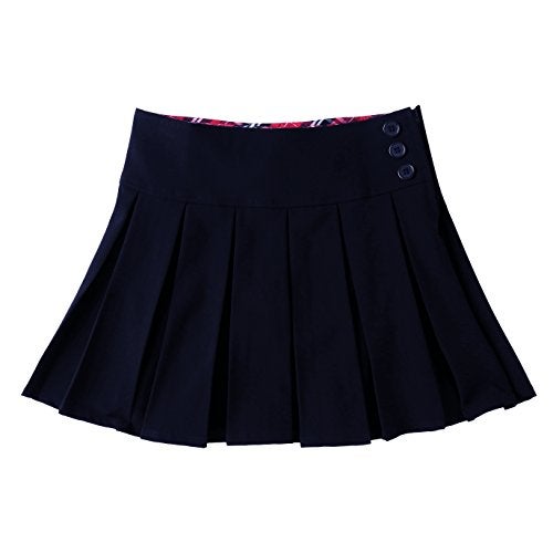 Bienzoe Girls School Uniform Skirt: Kids Adjustable Waist Pleated Dance Skort 16 Navy - Image 4