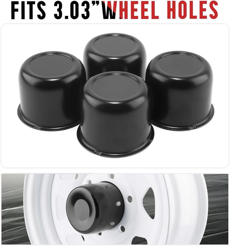 RTRHINOTUNING Stainless Steel Push Through Center Caps 3.11" for Trailer Truck Rv Wheel Rims Chrome Trailer Hub Cap 2.35" Hight 4 PCS Wheel Center Caps - Image 3