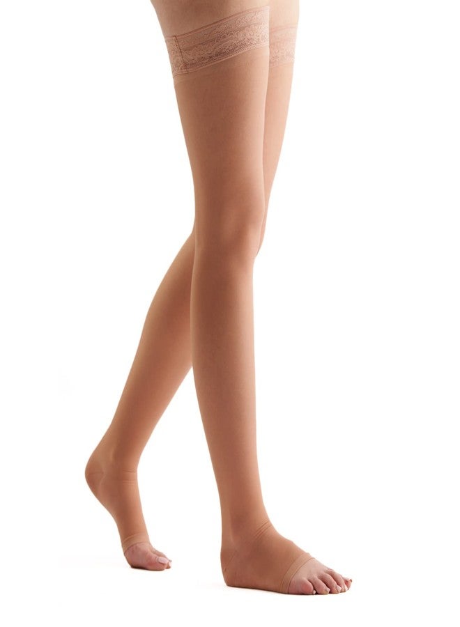 EvoNation Women’s Thigh High 15-20 mmHg Open Toe Compression Stockings - Moderate Pressure Compression Garment - Image 1