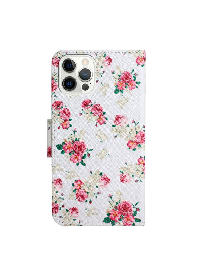 زبون جراب لهاتف iPhone 12 / 12 Pro، جراب جلدي أفقي قابل للطي بنمط مرسوم مع حامل وفتحة بطاقة ومحفظة - Image 3