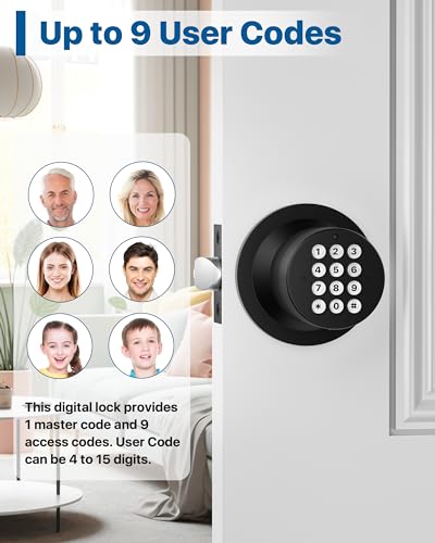 HIDALIFE Door Knob with Keypad, Door Knob with Lock, Keyless Entry Door Lock with Code for Front Door Garage Home Apartment, Matte Black - Image 2