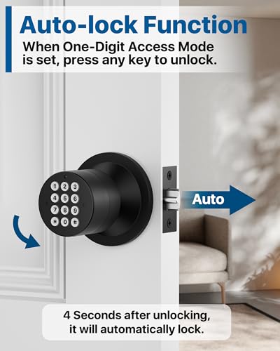 HIDALIFE Door Knob with Keypad, Door Knob with Lock, Keyless Entry Door Lock with Code for Front Door Garage Home Apartment, Matte Black - Image 3