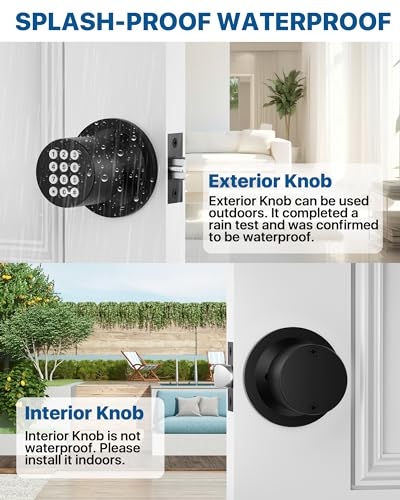 HIDALIFE Door Knob with Keypad, Door Knob with Lock, Keyless Entry Door Lock with Code for Front Door Garage Home Apartment, Matte Black - Image 4