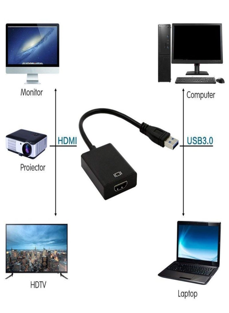 Drive-free USB2.0/3.0 to HDMI support sound usb to hdmi 1080P computer host to TV USB to HDMI+VGA+3.5 drive-free gray  - Image 4