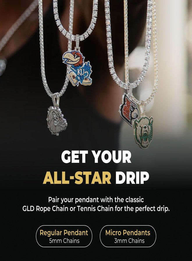 جلد قلادة بشعار فريق رياضي جامعي مرخص رسميًا من الرابطة الوطنية لرياضة الجامعات (NCAA) - قلادة مطلية بالذهب مرصعة بالألماس - ذهب أبيض/تكساس لونغ هورنز - Image 4