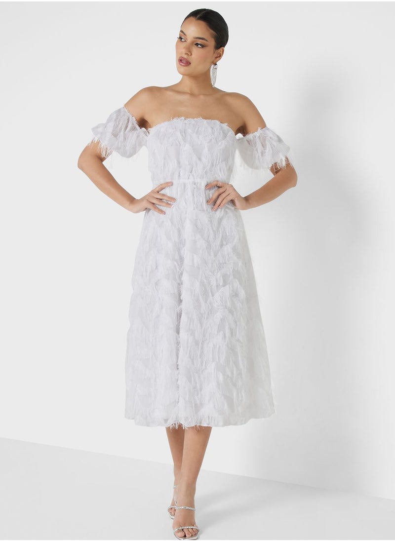 Jaded Rose Bardot Mesh Detail Dress  - Image 1