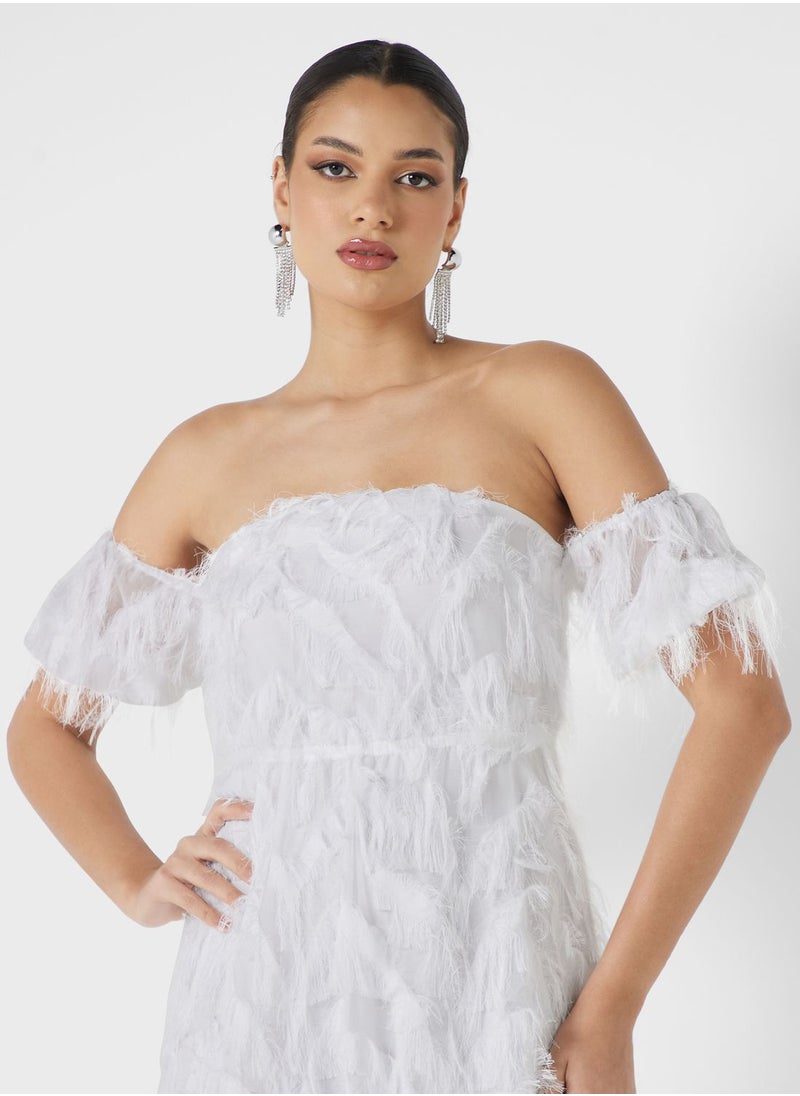 Jaded Rose Bardot Mesh Detail Dress  - Image 3