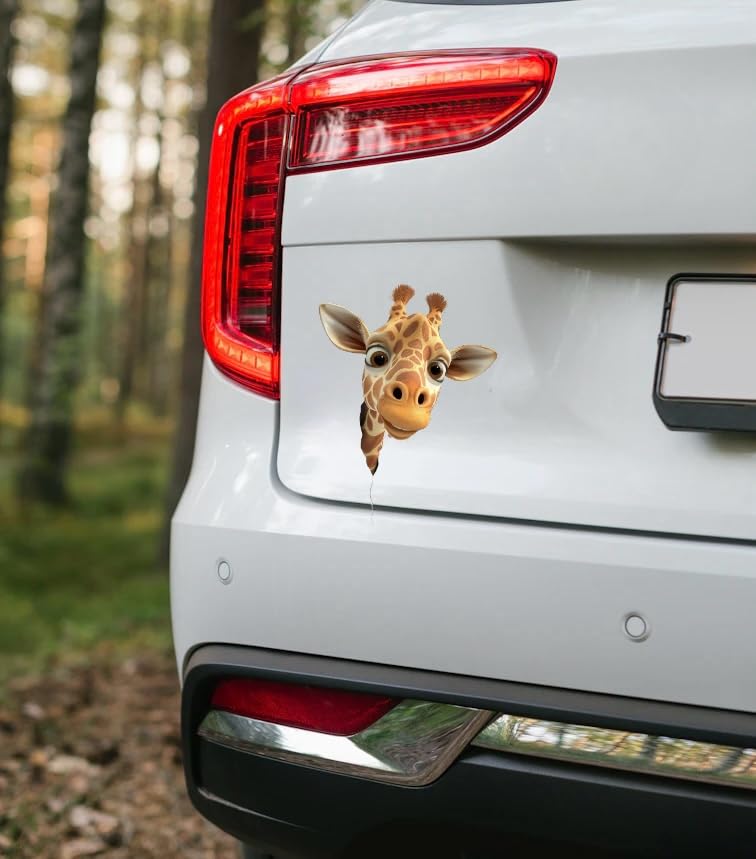 MAKTEM Peeking 3D Giraffe for Car Bumper, Window, Car Panel, Cute Funny Giraffe Vinyl Waterproof Unique Car Sticker (Giraffe) - Image 2