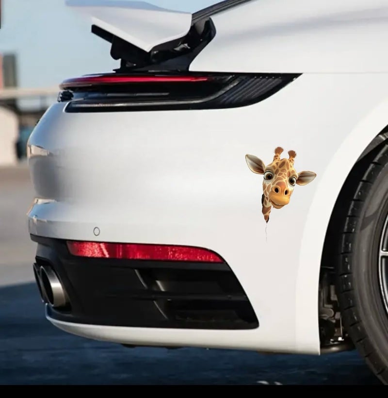 MAKTEM Peeking 3D Giraffe for Car Bumper, Window, Car Panel, Cute Funny Giraffe Vinyl Waterproof Unique Car Sticker (Giraffe) - Image 1