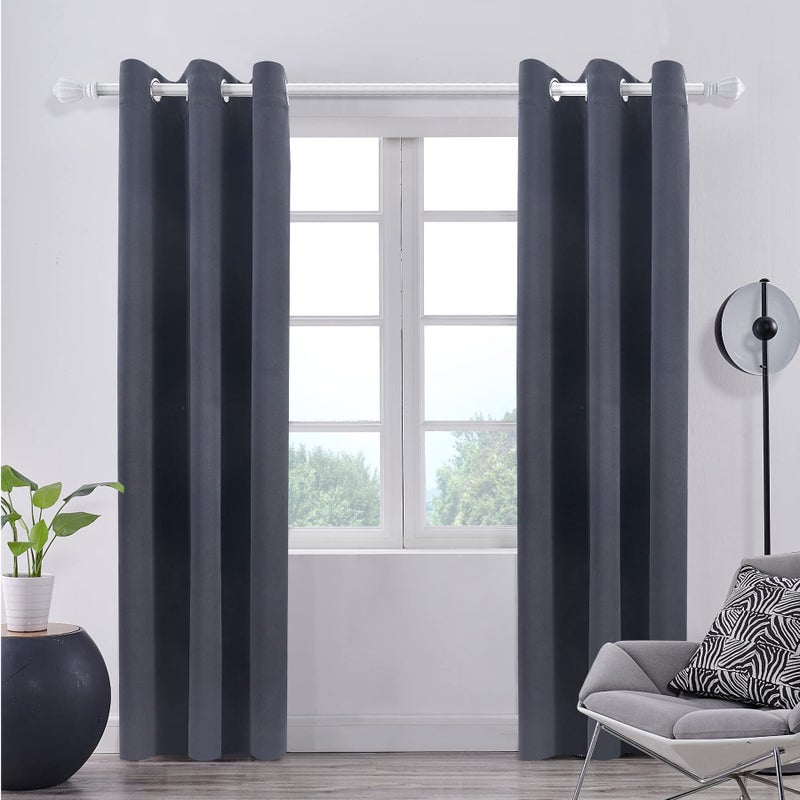 Pickluc Grey Blackout Curtain Panels with Grommet Light Blocking Drapes for Bedroom Thermal Insulated Noise Reduction Privacy Protection 42 Inches Wide x 84 Inches Long Set of 2