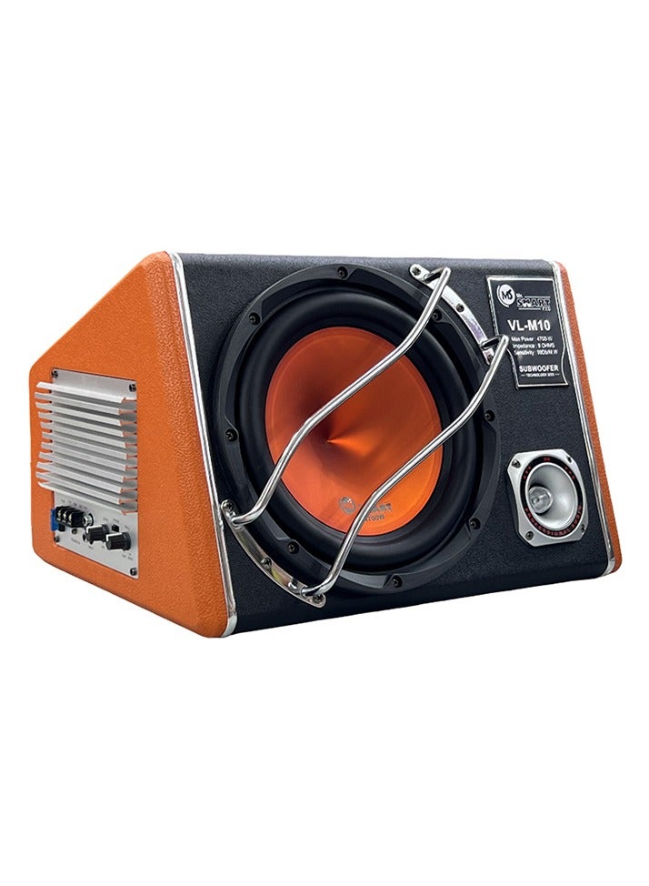 Mr.Smart VL-M10 Car Subwoofer, 4700W Max Power, 10-inch, Orange and Black, Built-in Amplifier