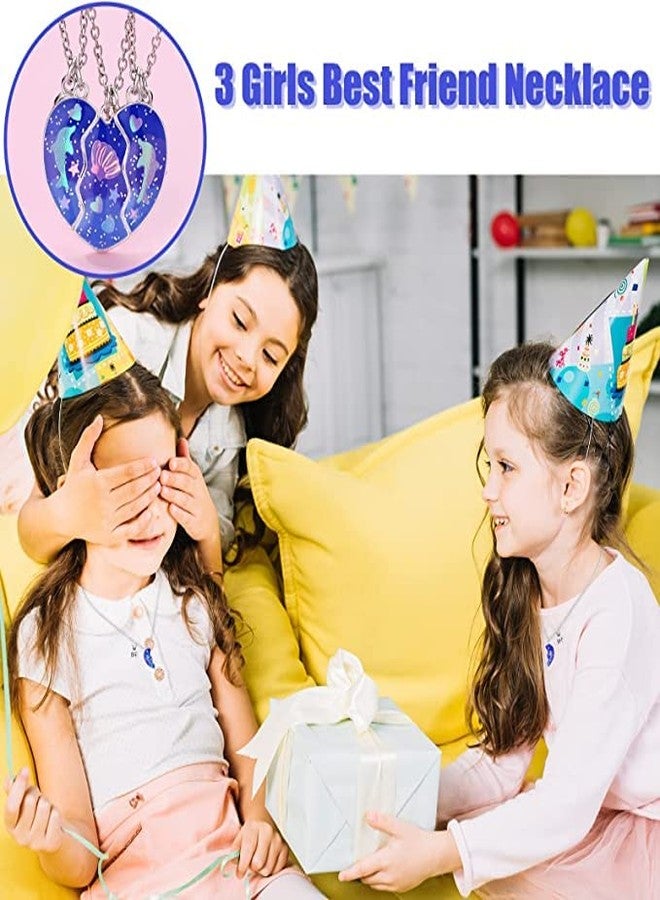 El Regalo 3 PCs BFF Best Friend Forever Split Heart Magnetic Matching Pendant Necklaces Set for Kids/Girls/Teens- Friendship Puzzle Necklaces Sets for Besties (Blue Dphphin Shell BFF) - Image 5