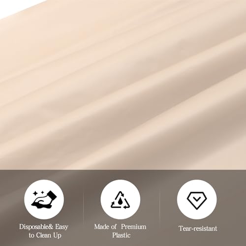 tujol Ivory 6 Pack Plastic Table Cloth 54" x 108", Disposable Tablecloths Rectangle Table Cover, Plastic Tablecloths for Parties - Image 4